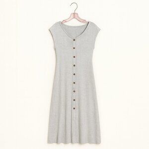 CAUTION TO THE WIND | NWT | Grey Button Detail Maxi Dress XS